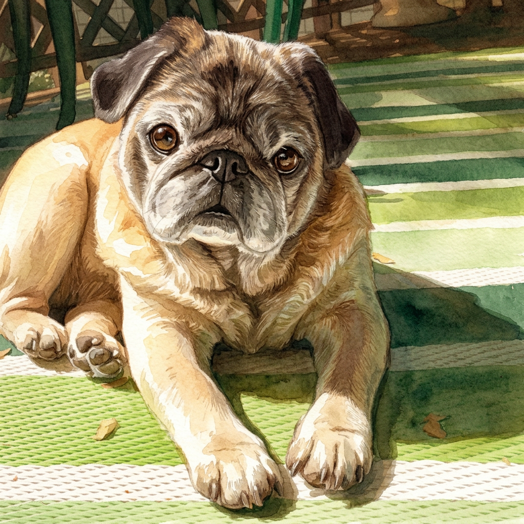 Watercolor illustration of Bogart painted from that same photograph